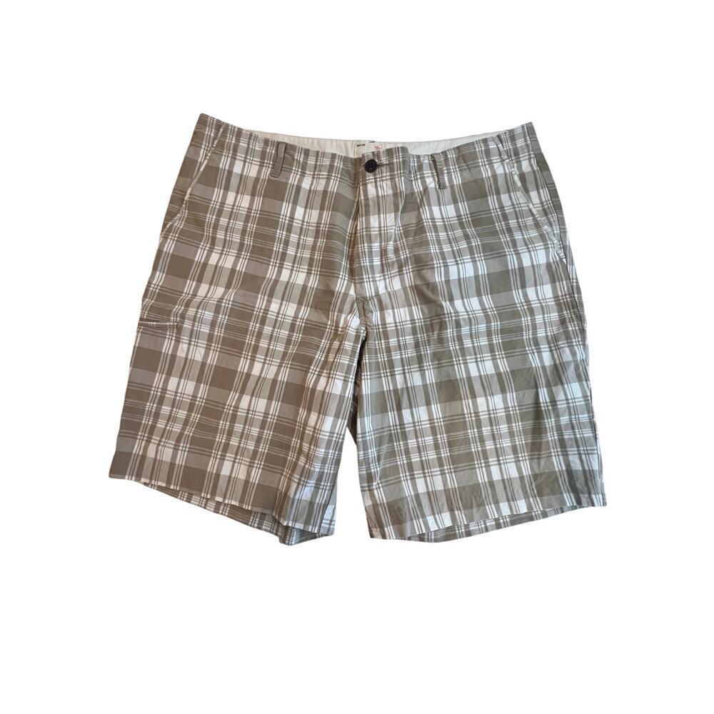 DOCKERS KHAKI DIEM BOARD SHORTS TAN PLAID MENS 38INCH